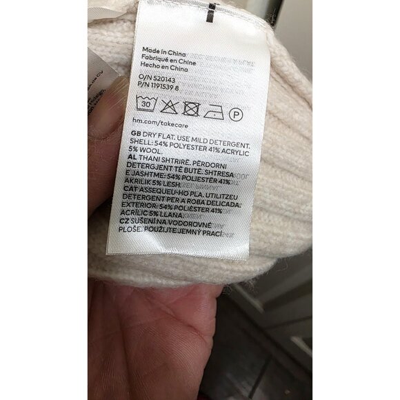 H&M Women's Plus Size Ribbed Knit Sweater Dress XXL Cream Long Sleeves Cotton - Picture 7 of 7